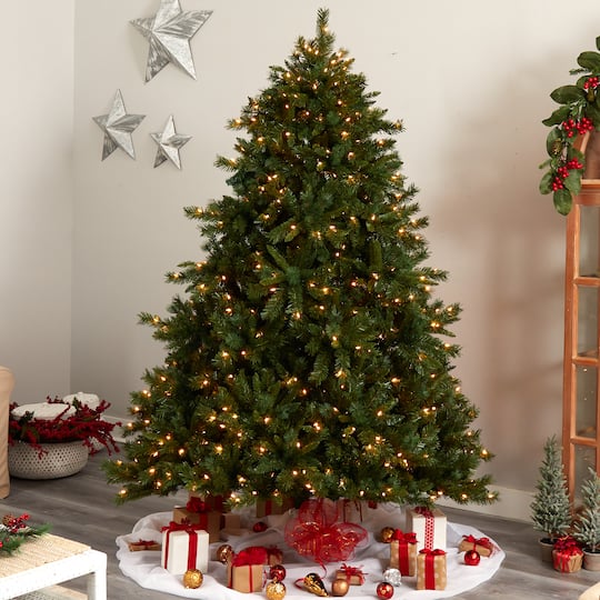 8ft. Pre-Lit Wyoming Mixed Pine Artificial Christmas Tree, Clear Lights